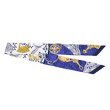 Hermes Hermes Twilley Etriers Remix / Limix White / Blue / Yellow Women's Silk 100% Scarf New Silgrin