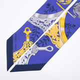 Hermes Hermes Twilley Etriers Remix / Limix White / Blue / Yellow Women's Silk 100% Scarf New Silgrin