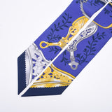 Hermes Hermes Twilley Etriers Remix / Limix White / Blue / Yellow Women's Silk 100% Scarf New Silgrin