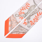 Hermes Hermes Twilley Etriers Remix / Limix Light Gray System / Orange Women Silk 100% Scarf New Silgrin