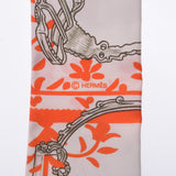 Hermes Hermes Twilley Etriers Remix / Limix Light Gray System / Orange Women Silk 100% Scarf New Silgrin