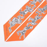 Hermes Hermes Twilley Free Horse / Chevaux EN LIBERTE Orange / Gray Women's Silk 100% Scarf New Sinkjo