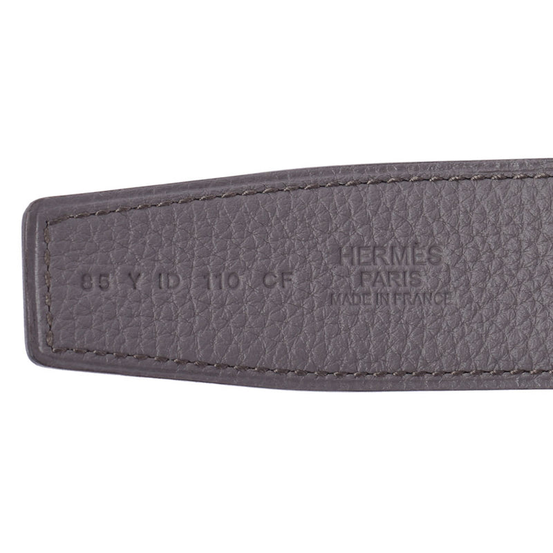 HERMES エルメス Hベルト 85cm リバーシブル 黒/エタン シルバー金具 Y刻印(2020年頃)  メンズ BOXカーフ/トゴ ベルト 未使用 銀蔵