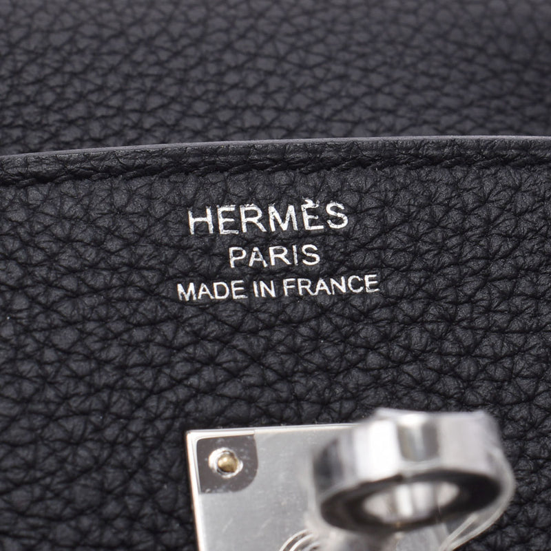 Hermes Hermes Burkin 25 Black Silver Bracket Z雕刻（大约2021年）女士多哥手提包新的Silgrin