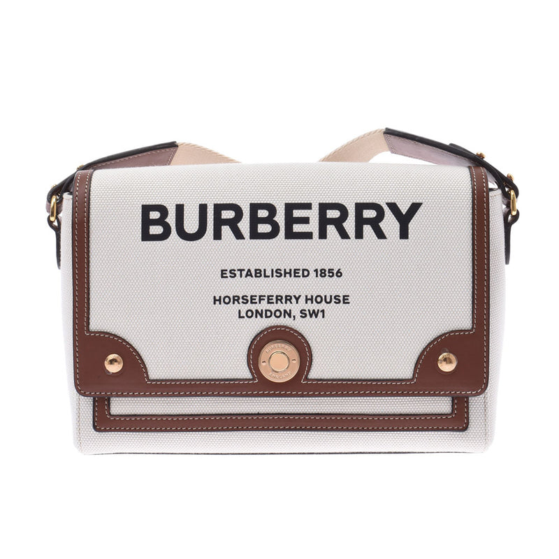 BURBERRY バーバリー ホースフェリープリント クロスボディバッグ ナチュラル／タン ユニセックス キャンバス レザー ショルダーバッグ 未使用 銀蔵