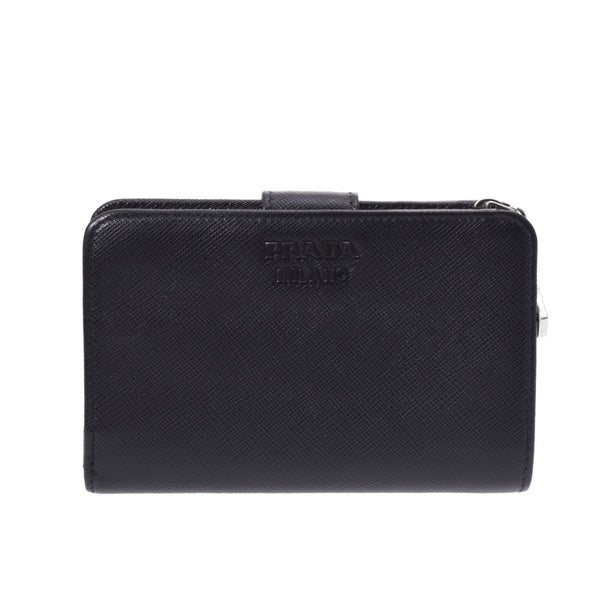 PRADA Prada L -shaped zipper Black Unisex Leather Bi -fold Wallet A Rank used Ginzo