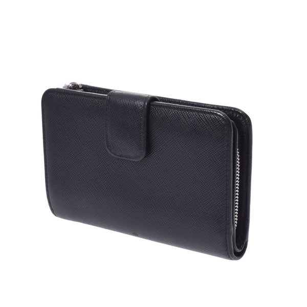 PRADA Prada L -shaped zipper Black Unisex Leather Bi -fold Wallet A Rank used Ginzo