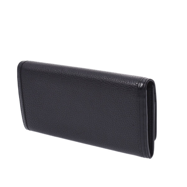 PRADA Prada Black Gold Bracket 1MH132 Unisex Leather Long Wallet A Rank used Ginzo