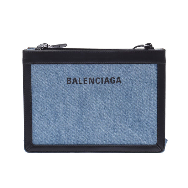 BALENCIAGA Balenciaga Navy Pushet Denim 339937 Ladies Canvas/Leather Shoulder Bag A Rank used Ginzo