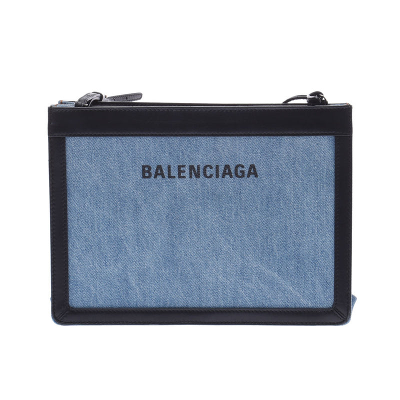 BALENCIAGA バレンシアガ ネイビーポシェット デニム 339937 レディース キャンバス/レザー ショルダーバッグ Aランク 中古 銀蔵