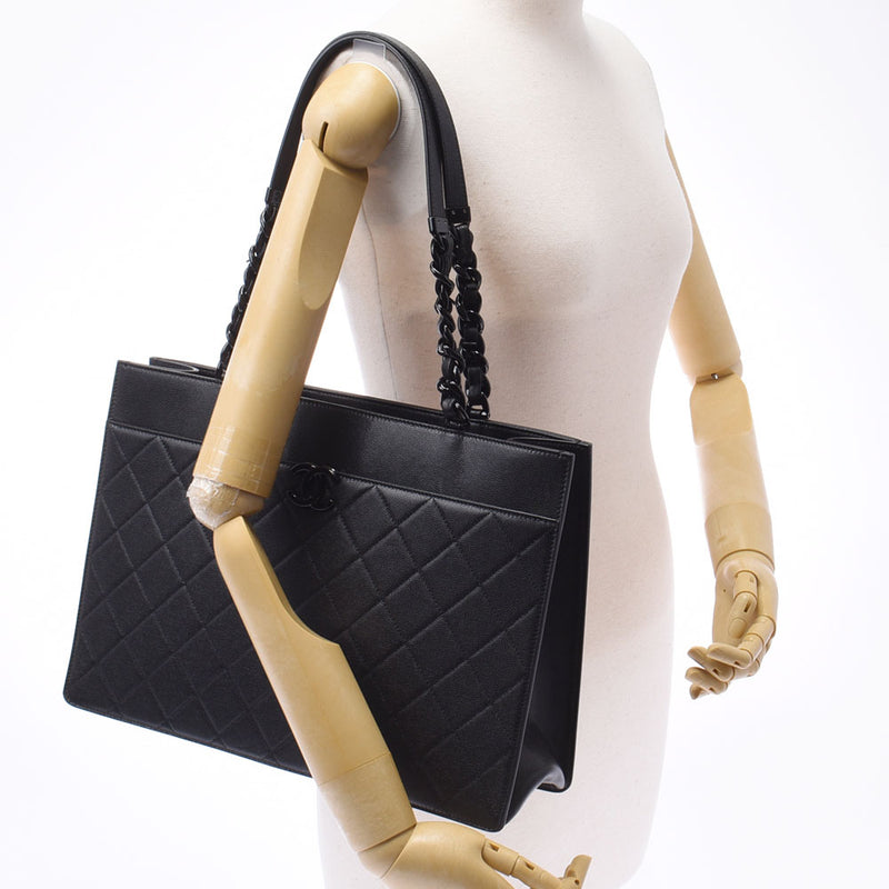 Chanel Laage Shopping Bag 14143 Black Black Bracket Ladies