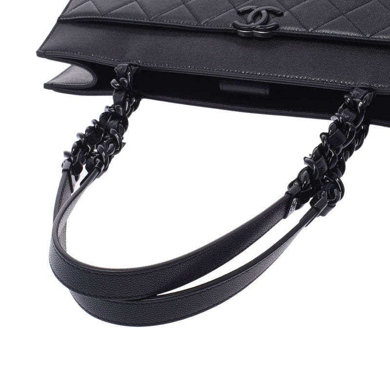 Chanel Chanel Matrassy Large Shopping Bag Black Bracket AS2304 Ladies Caviar Skin Shoulder Bag Unused Silgrin