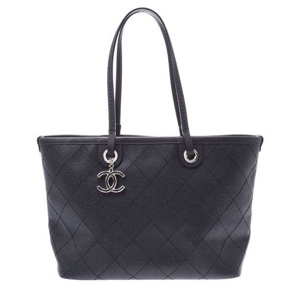 Chanel Chanel Matrasse Black Silver Bracket Women's Caviar Skin Tote Bag A-Rank Used Sinkjo