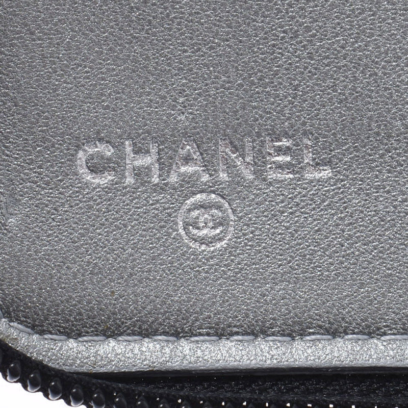 Chanel Chanel Camelia Round Fastener Purse Black Women's Lam Skin Long Wallet A-Rank Used Silgrin