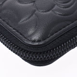 Chanel Chanel Camelia Round Fastener Purse Black Women's Lam Skin Long Wallet A-Rank Used Silgrin