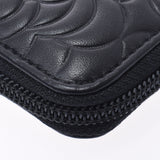 Chanel Chanel Camelia Round Fastener Purse Black Women's Lam Skin Long Wallet A-Rank Used Silgrin