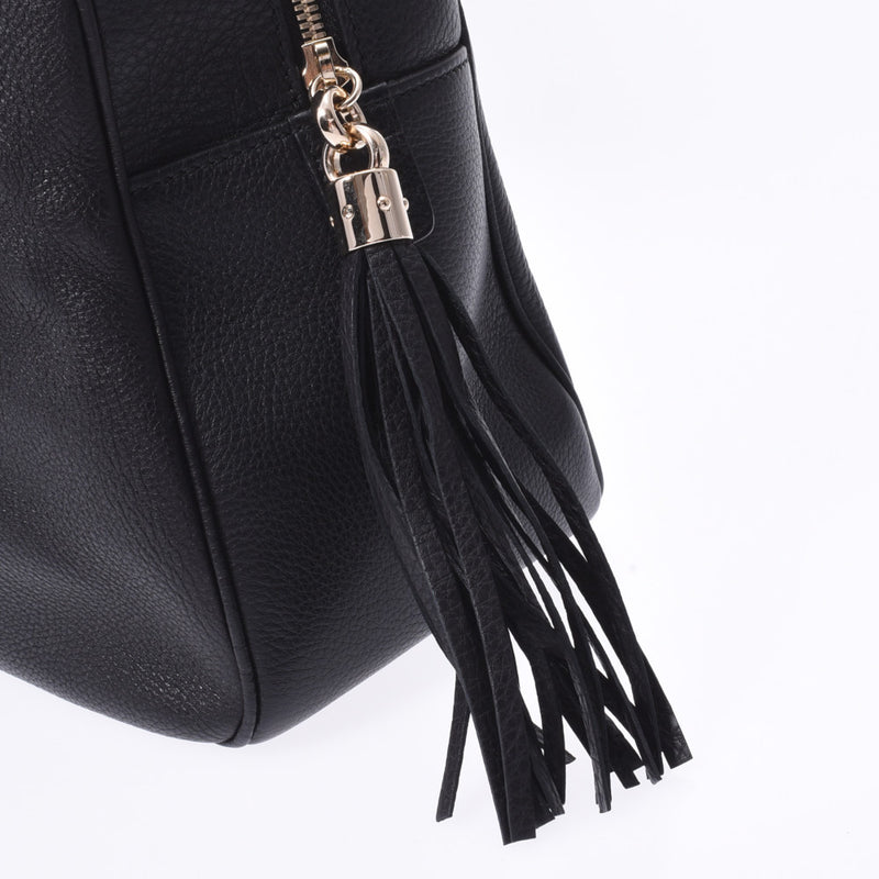 GUCCI Gucci Soho Chain Tote Interlocking G Black Gold Bracket 353126 Ladies Leather Tote Bag A Rank used Ginzo