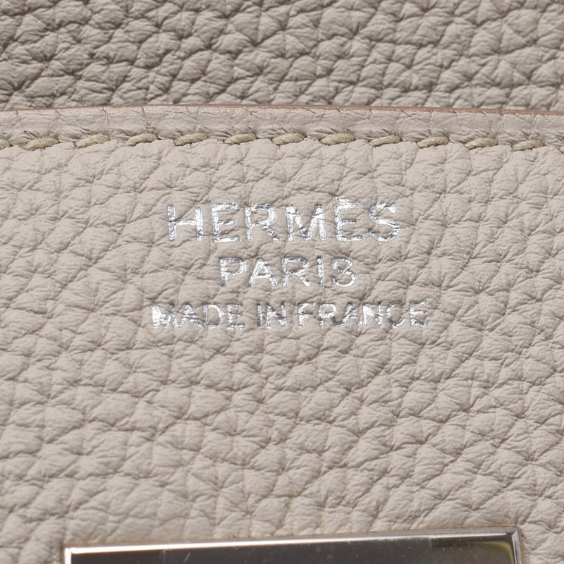 Hermes Hermes Barkin 30 Bighron (Light Gray System) Silver Bracket C Engraved (around 2018) Women's Togo Handbag A rank used Silgrin