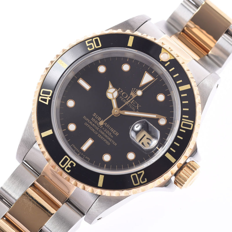 ROLEX Rolex Submarina Black Bezel 16613 Men's SS/YG Watch Automatic Black Dial A Rank Used Ginzo