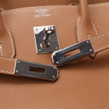 Hermes Hermes Burkin 35 Natural Silver Brackets Unknown Unisex Voepson Handbag B Rank Used Silgrin