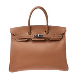 Hermes Hermes Burkin 35 Natural Silver Brackets Unknown Unisex Voepson Handbag B Rank Used Silgrin
