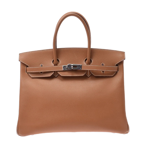 Hermes Hermes Burkin 35天然银色托架未知UniSEX Voepson Handbag B等级使用Silgrin