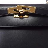 Hermes Hermes Kelly 32 outside sewing 2WAY black gold bracket □ B imprint (around 1998) Women's BOX calf handbag A rank used sinkjo