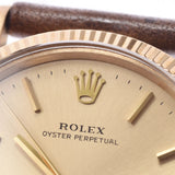 ROLEX Rolex Oyster Perpetual 1005 Men's YG/Leather Watch Automatic Champagne Dial A Rank used Ginzo