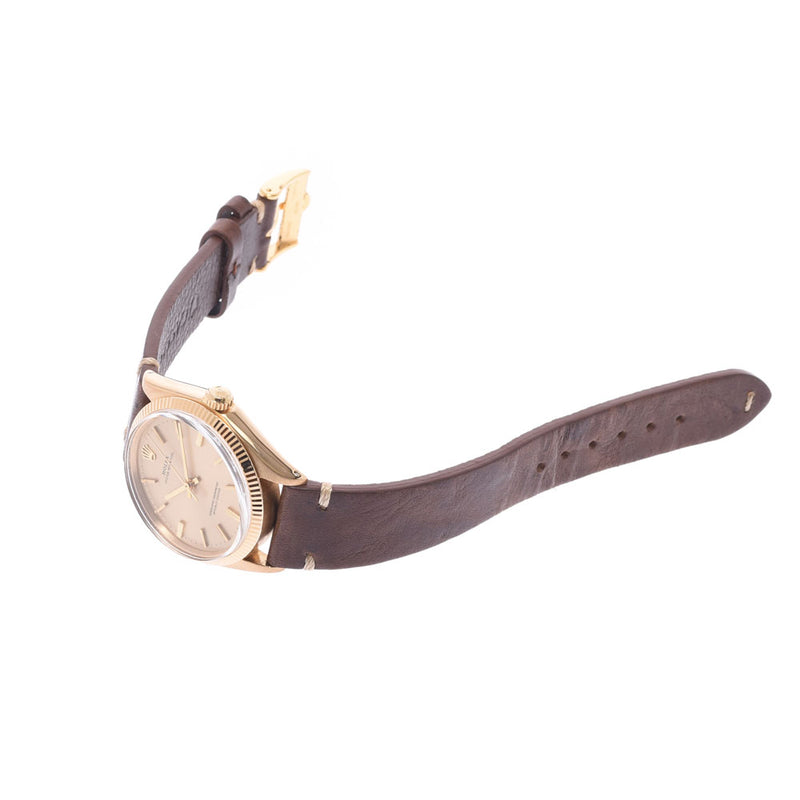 ROLEX ロレックス オイスター パーペチュアル 1005 メンズ YG/革 腕時計 自動巻き シャンパン文字盤 Aランク 中古 銀蔵