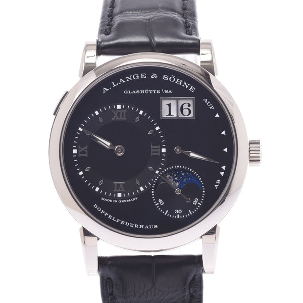 A.LANGE & SOHNE Lange & Zone Lange 1 Moon Phase 192.029 Men's WG/Leather Watch Hand -wound Black Dial A Rank used Ginzo