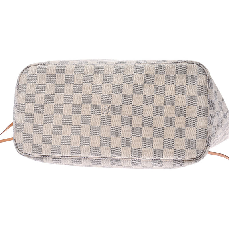 路易威登路易威登Damier Azur从不全毫米古老的白色N51107女士Damier Azur Cambas Tote包B等级使用Silgrin