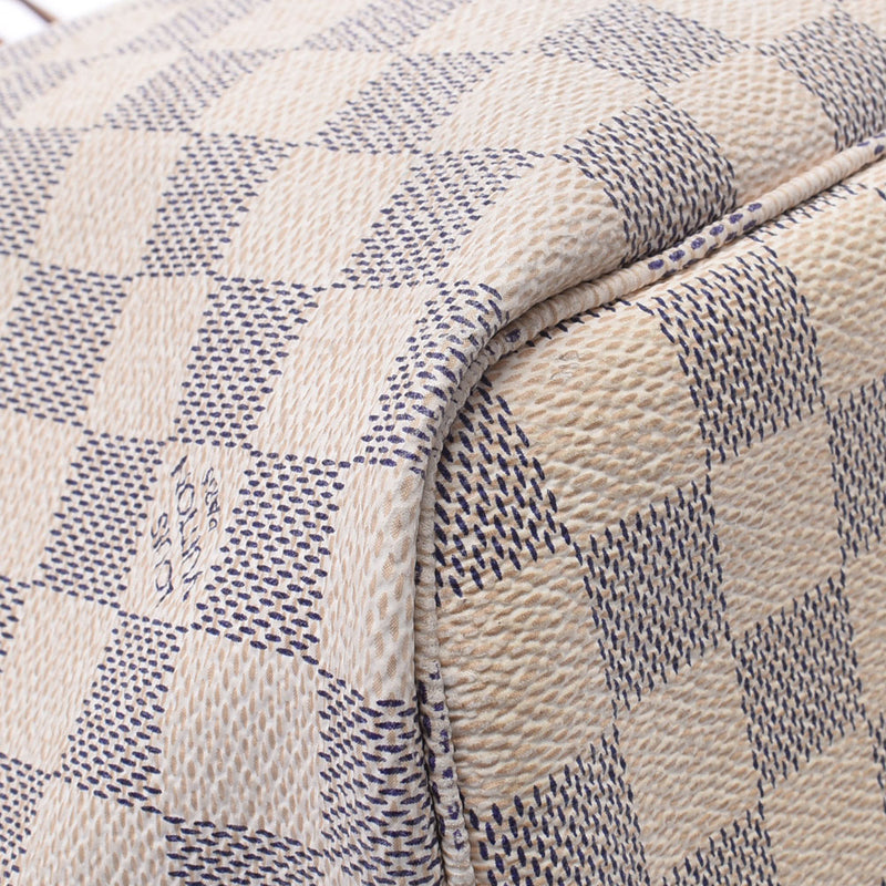 路易威登路易威登Damier Azur从不全毫米古老的白色N51107女士Damier Azur Cambas Tote包B等级使用Silgrin