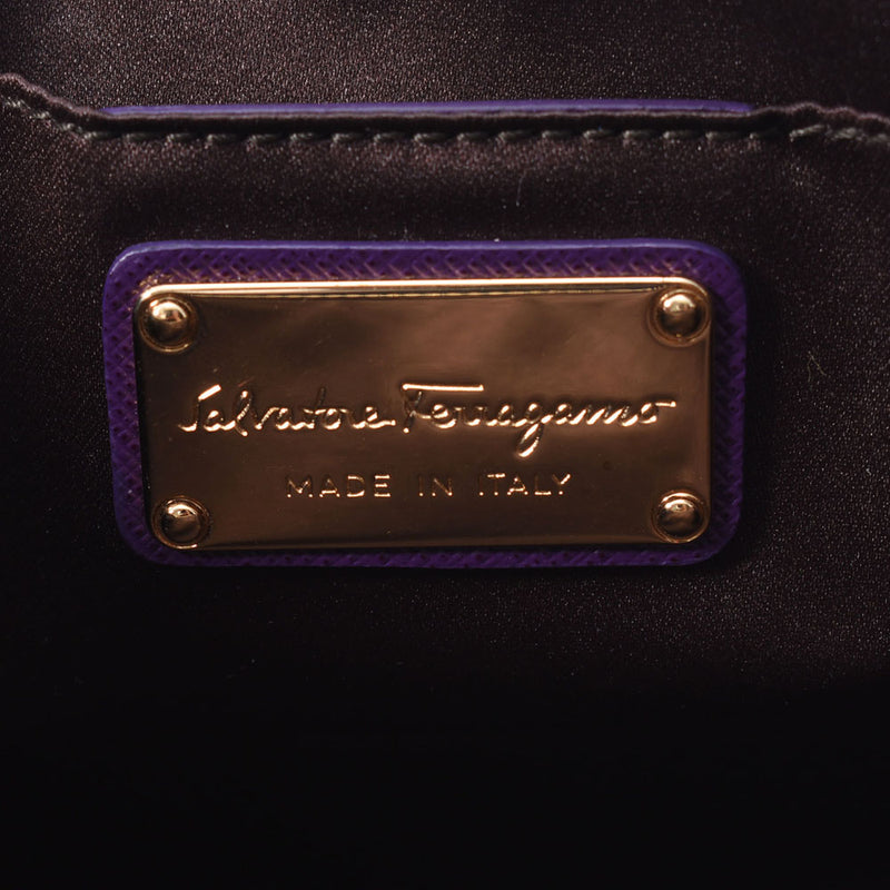 SALVATORE FERRAGAMO フェラガモ ガンチーニ パープル ゴールド金具 AU-21/C368  レディース レザー ワンショルダーバッグ Aランク 中古 銀蔵