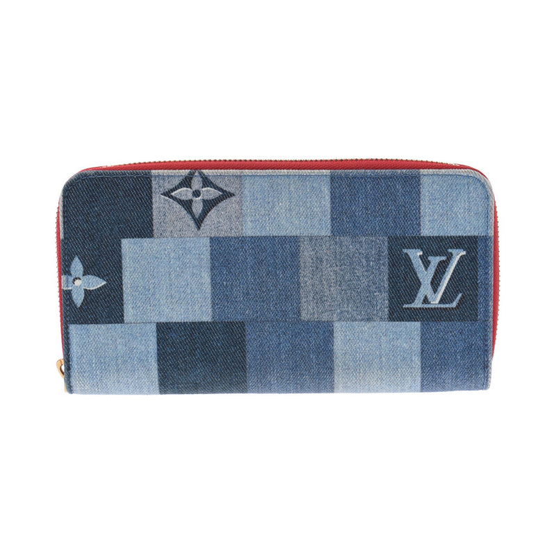 LOUIS VUITTON Louis Vuitton Monogram Denim Zippy Wallet Patchwork Blue x Red M44938 Ladies Denim Long Wallet AB Rank Used Ginzo