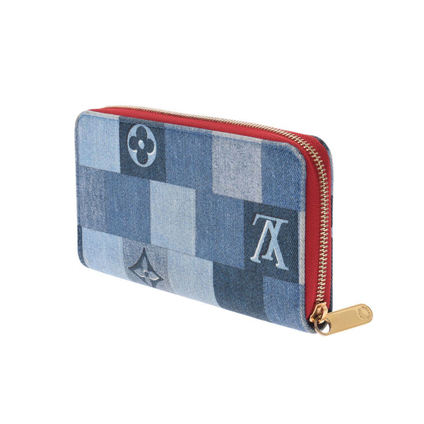 LOUIS VUITTON Louis Vuitton Monogram Denim Zippy Wallet Patchwork Blue x Red M44938 Ladies Denim Long Wallet AB Rank Used Ginzo