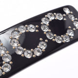 GUCCI グッチ クリスタル ラインストーン ヘアアクセサリー 黒 アンティーク調ゴールド金具 レディース バレッタ ABランク 中古 銀蔵