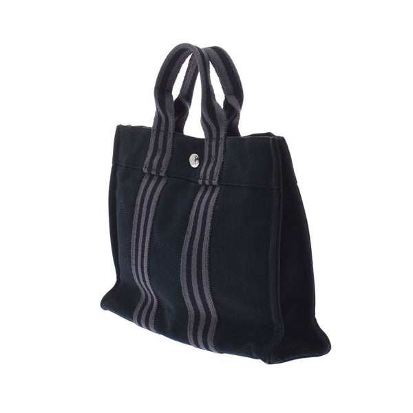 Hermes Hermes Foolto PM Tote Bag Black Unisex Canvas Handbag B Rank Used Silgrin