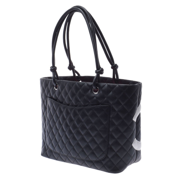 CHANEL Chanel Cambon Line Large Tote Black/White Ladies Ram Skin Tote Bag B Rank used Ginzo