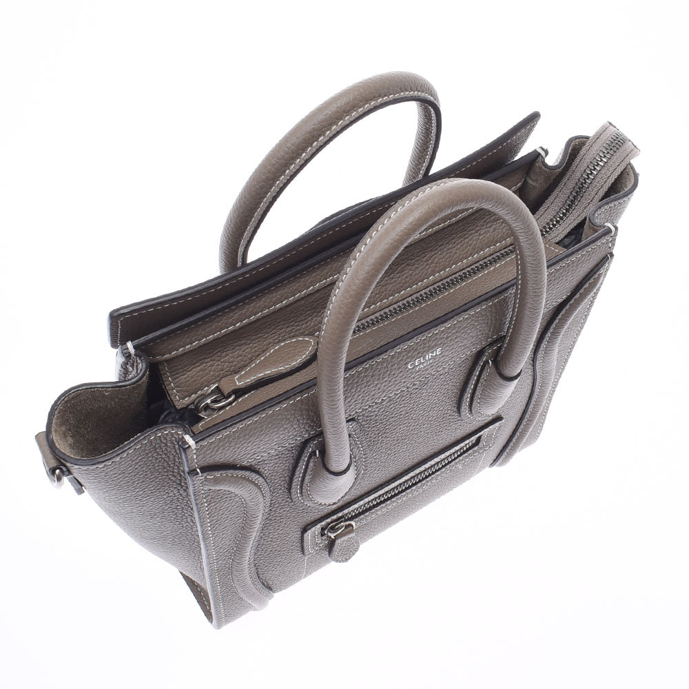 小物 CELINE Celiner Gauge Nano Shopper 2WAY Suri (Greige) Ladies Calf Handbag