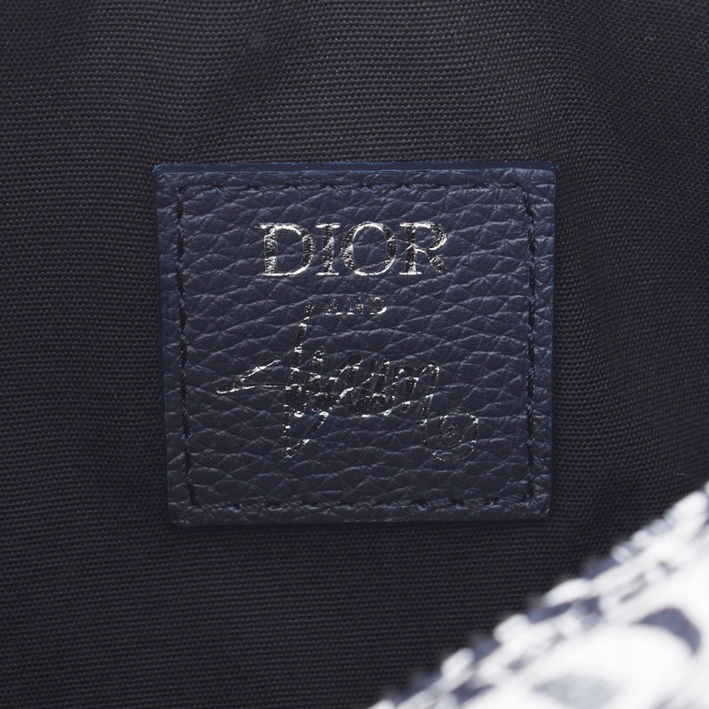 Dior Homme Dior Om Stussy Collaboration ROLLER Navy/White 1ROPO061ZAD_H04E Men's Calf Shoulder Bag Unused Ginzo