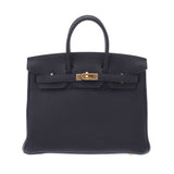 Hermes Hermes Burkin 25 Black Gold Bracket Z Engraved (around 2021) Women's Togo Handbag New Sinkjo