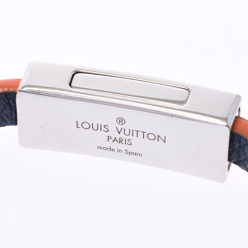 ルイヴィトンブラスレ エッジイット 14136 ネイビー／オレンジ シルバー金具 ユニセックス レザー ブレスレット M6595 LOUIS  VUITTON 中古 – 銀蔵オンライン