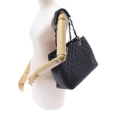 CHANEL Chanel Matrasse GST Tote Black Silver Bracket Ladies Caviar Skin Tote Bag AB Rank Used Ginzo