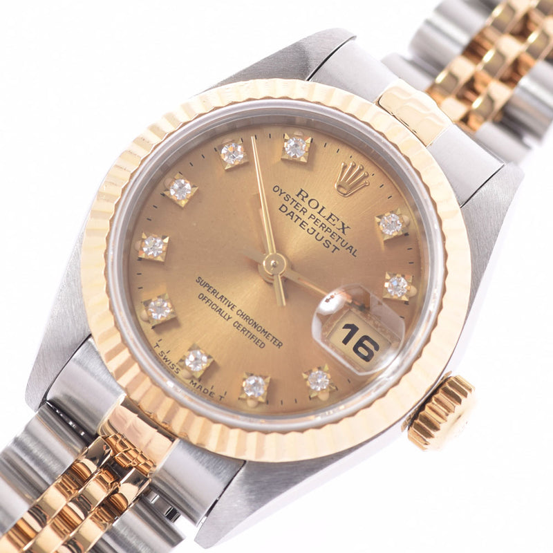 ROLEX ロレックス デイトジャスト 10Pダイヤ  69173G レディース YG/SS 腕時計 自動巻き シャンパン文字盤 Aランク 中古 銀蔵