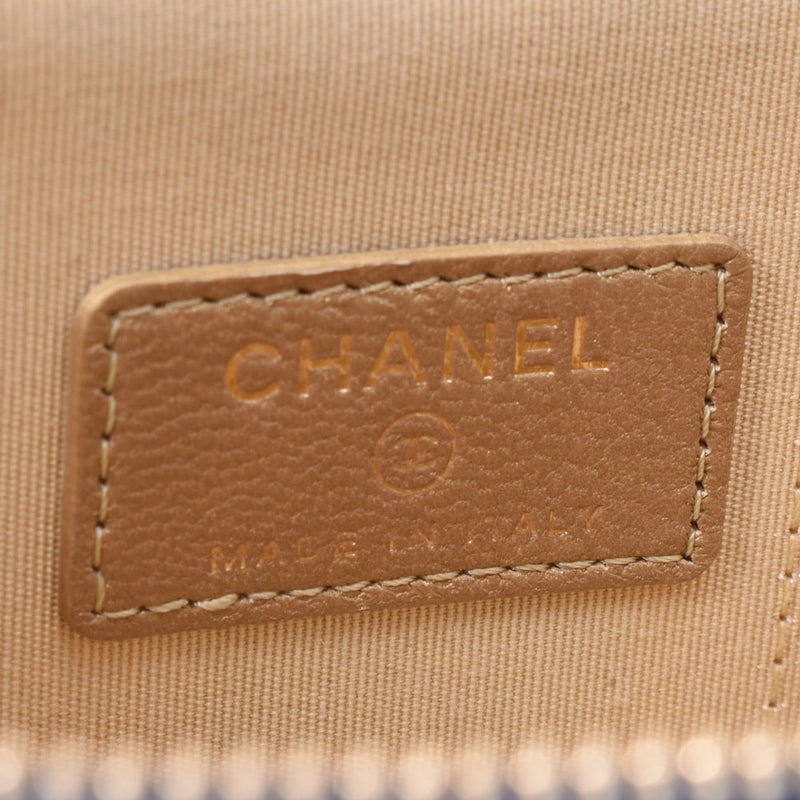 CHANEL Chanel Matrasse Small Vanity Case Blue Gold Bracket Ladies Ram Skin Shoulder Bag A Rank used Ginzo