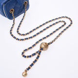 CHANEL Chanel Matrasse Small Vanity Case Blue Gold Bracket Ladies Ram Skin Shoulder Bag A Rank used Ginzo
