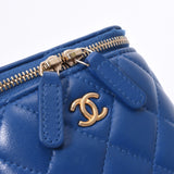CHANEL シャネル マトラッセ スモール バニティケース ブルー ゴールド金具 レディース ラムスキン ショルダーバッグ Aランク 中古 銀蔵