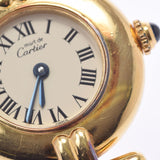 Cartier Cartier Cartier Caltier Cories Vermey Yin Ladies GP/Leather Watch Quartz象牙表盘AB级使用Ginzo