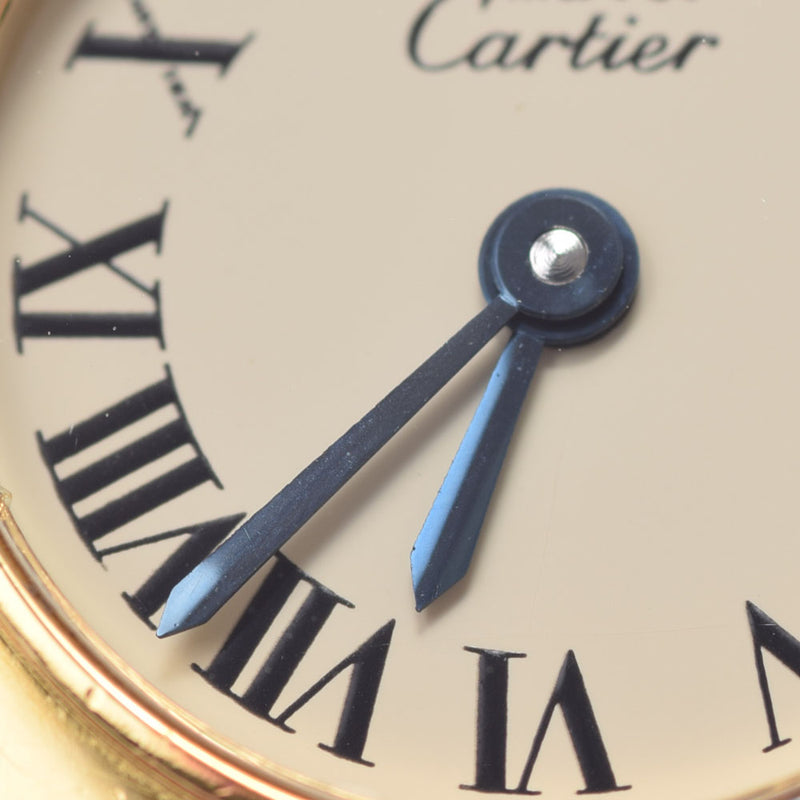 Cartier Cartier Cartier Caltier Cories Vermey Yin Ladies GP/Leather Watch Quartz象牙表盘AB级使用Ginzo