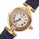 Cartier Cartier Cartier Caltier Cories Vermey Yin Ladies GP/Leather Watch Quartz象牙表盘AB级使用Ginzo